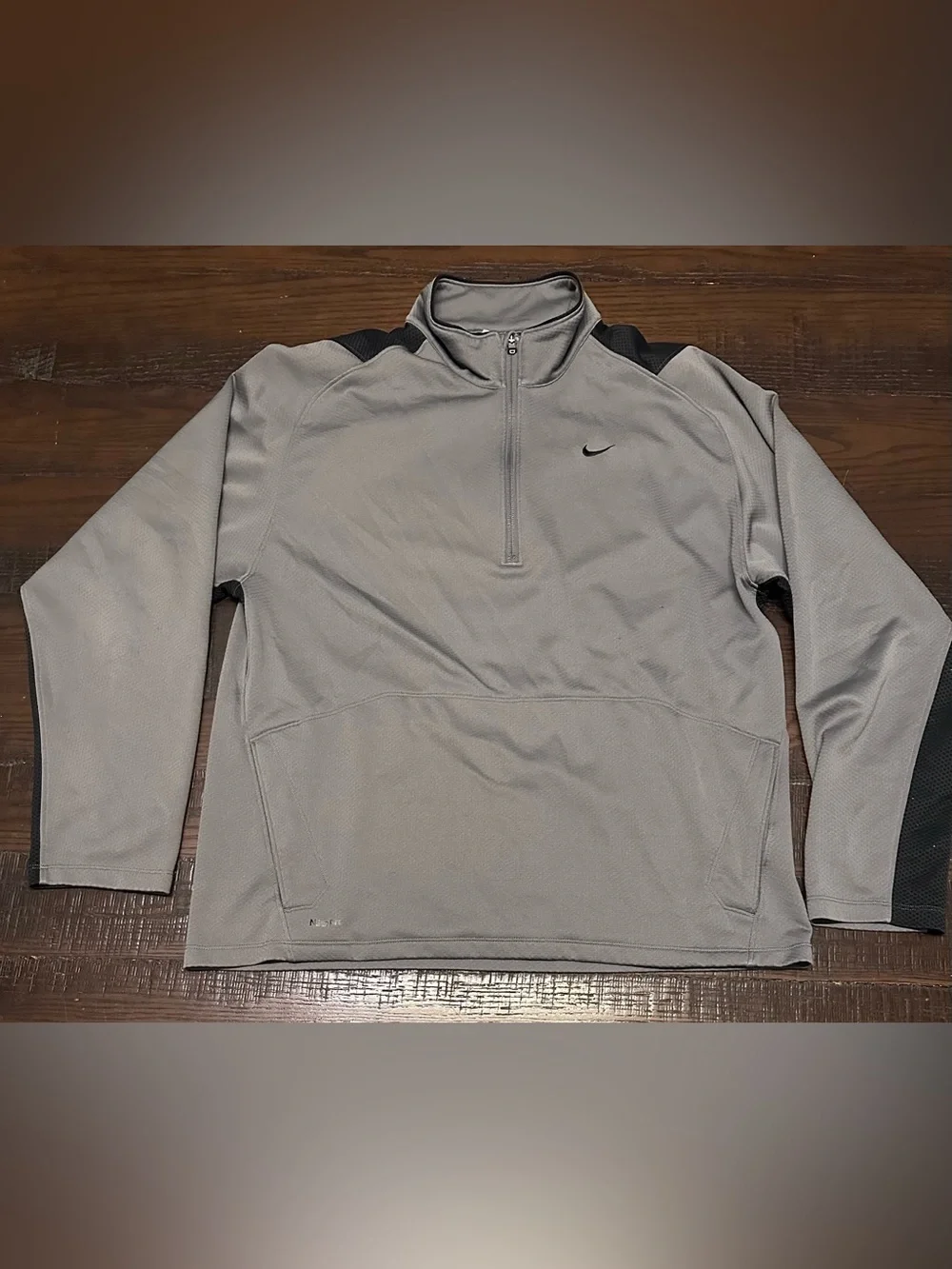 Nike Vintage Grey And Black Quarter Zip Pullover sweatshirt Size Large Vtg Retro